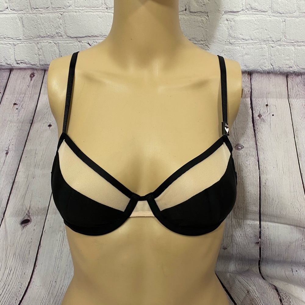 Victoria’s Secret black unlined mesh Demi bra.